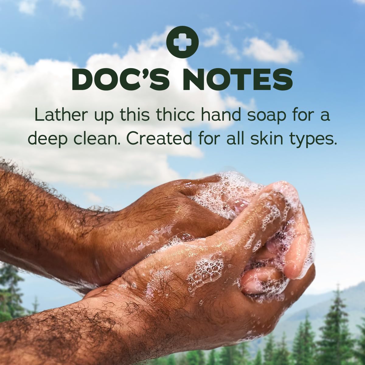 Dr. Squatch bottle styled on sink showing Fresh Falls scent and decorative benefit