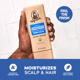 Moisturizing conditioner cream from Dr. Squatch Fresh Falls demonstrating rich texture for hydration