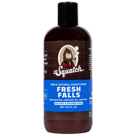 Dr. Squatch bottle front view showing Fresh Falls scent and labeling benefit hydration