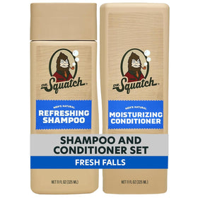 Dr. Squatch Fresh Falls front packaging showing two 11 fl oz bottles and scent branding for easy gifting