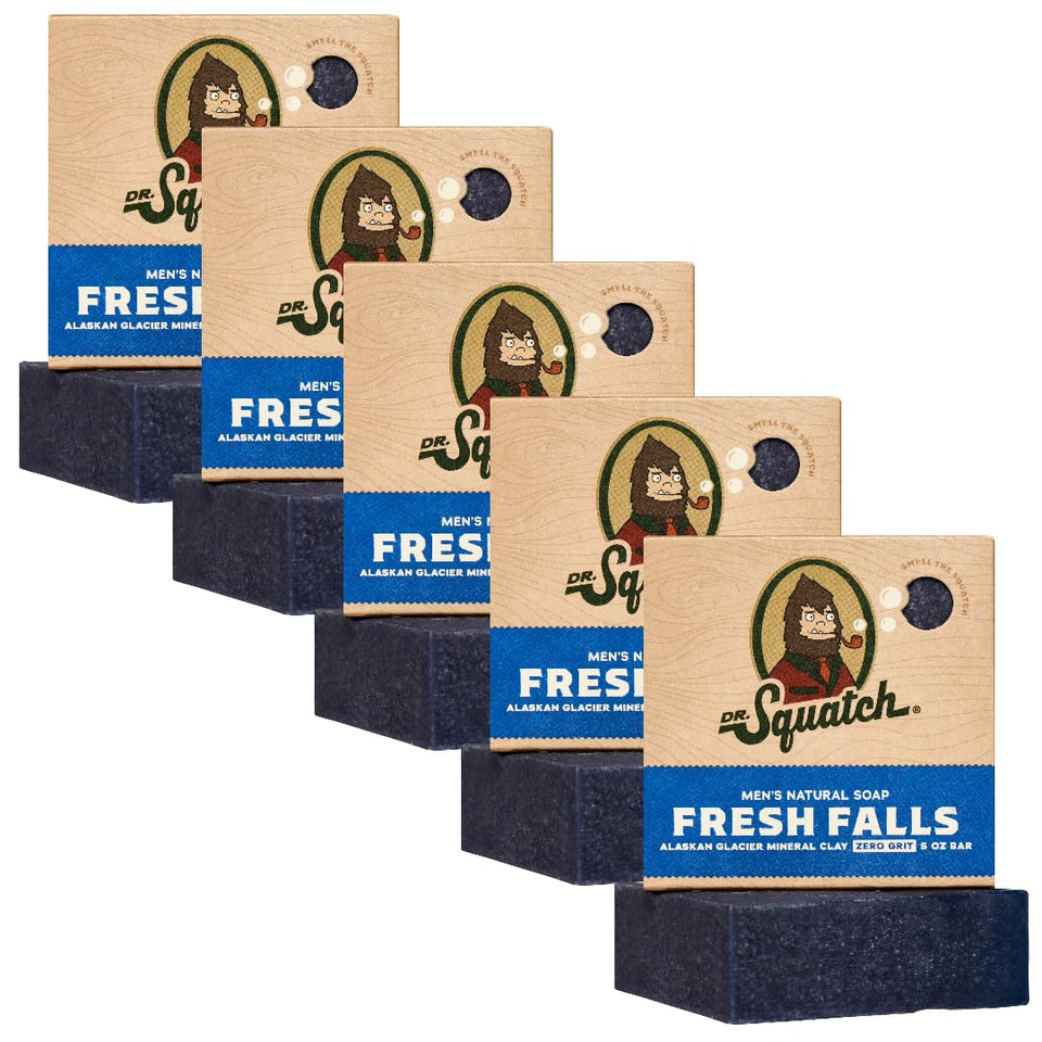 Dr. Squatch Fresh Falls front packaging showing natural bar benefits