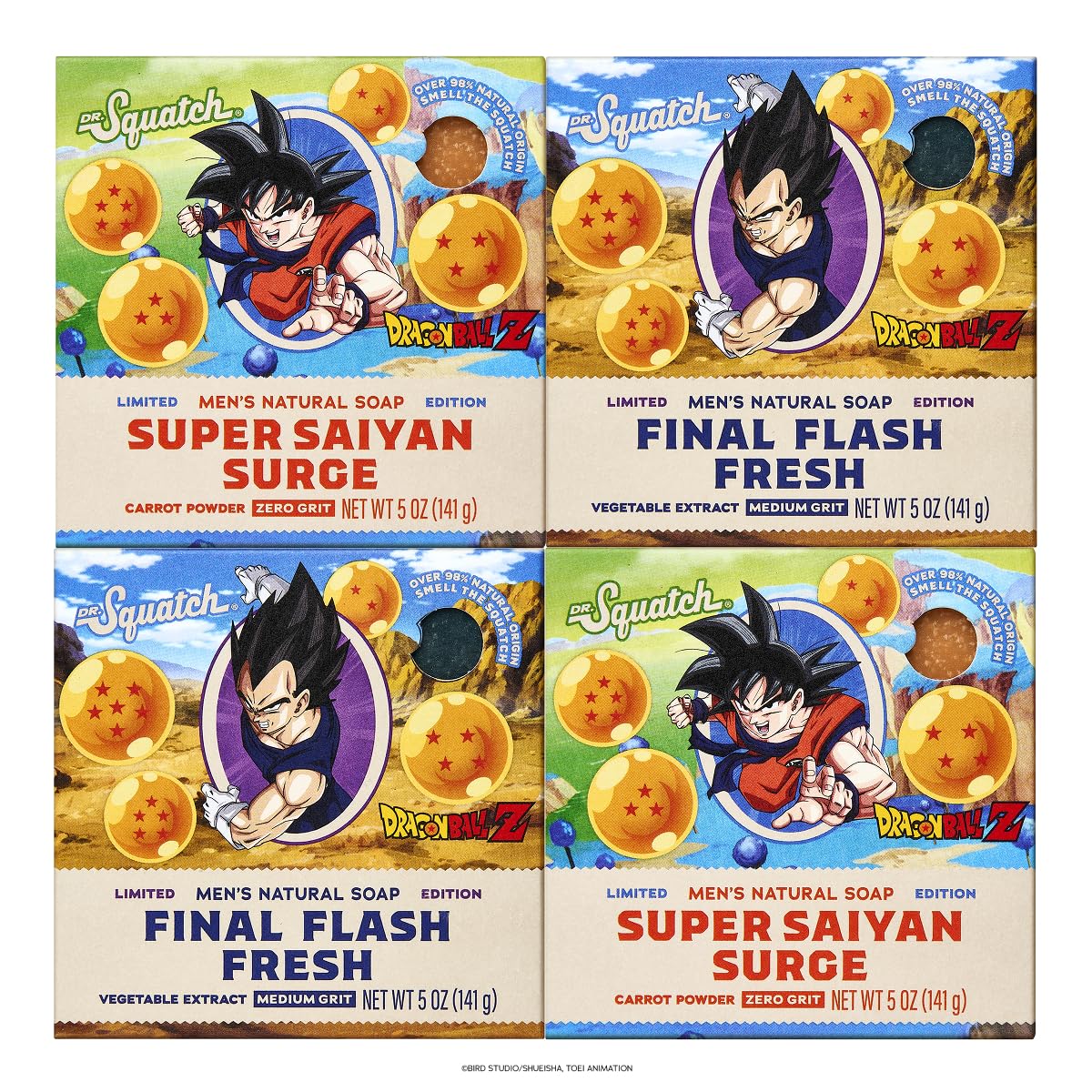 Dr. Squatch front packaging with Dragon Ball Z artwork and collector appeal