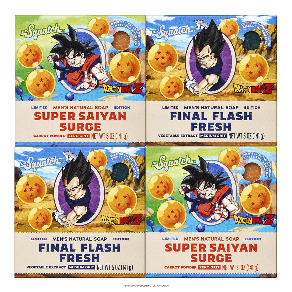 Dr. Squatch front packaging with Dragon Ball Z artwork and collector appeal
