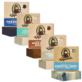 Dr. Squatch five-pack front packaging showing variety and gift-ready appeal