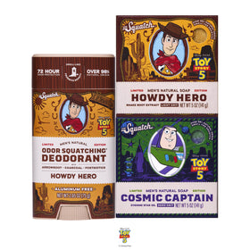Dr. Squatch front packaging showing limited-edition Toy Story 3-pack and collectible appeal