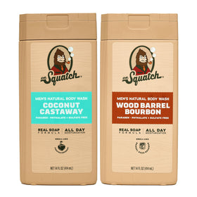 Dr. Squatch front view of both scent pump bottles showing packaging benefit