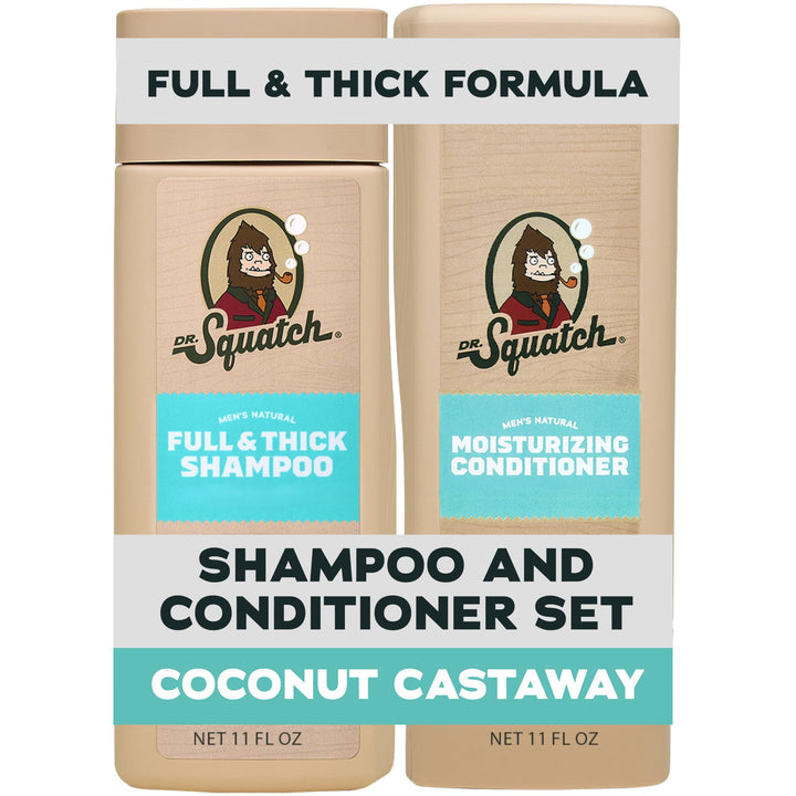 Dr. Squatch front packaging showing duo bottles and coconut scent benefit