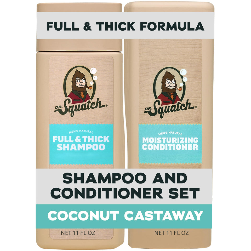 Dr. Squatch front packaging showing duo bottles and coconut scent benefit