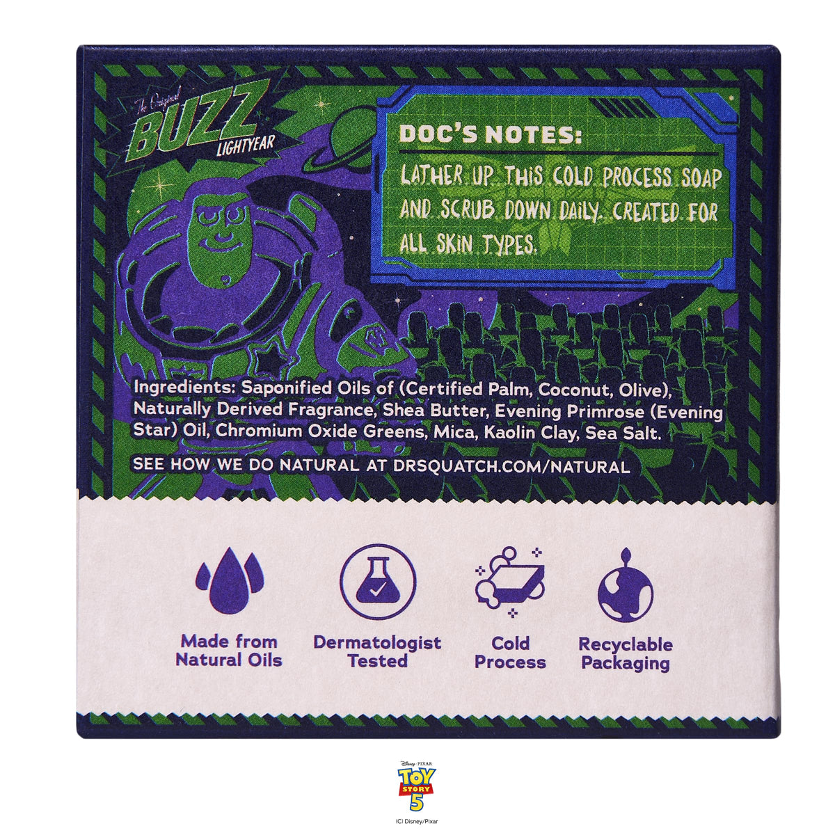 Dr. Squatch product label closeup showing ingredient transparency and reassurance benefit