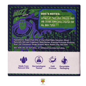 Dr. Squatch product label closeup showing ingredient transparency and reassurance benefit