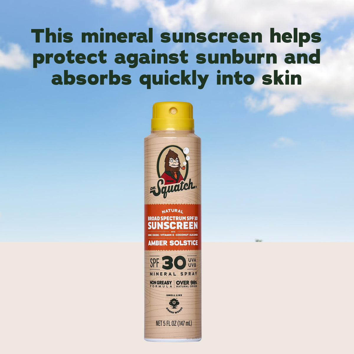 Dr. Squatch label close-up displaying ingredient list and SPF information for clarity