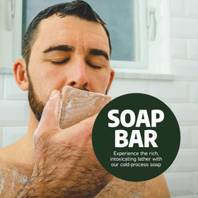 Dr. Squatch lifestyle shower setting showing bars in bathroom for routine upgrade benefit