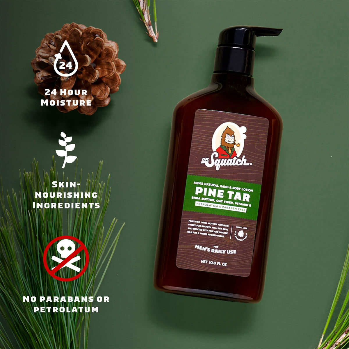 Dr. Squatch lotion applied on forearm for smooth non-greasy feel