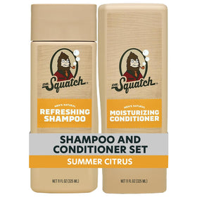 Dr. Squatch front packaging showing full shampoo and conditioner set benefits