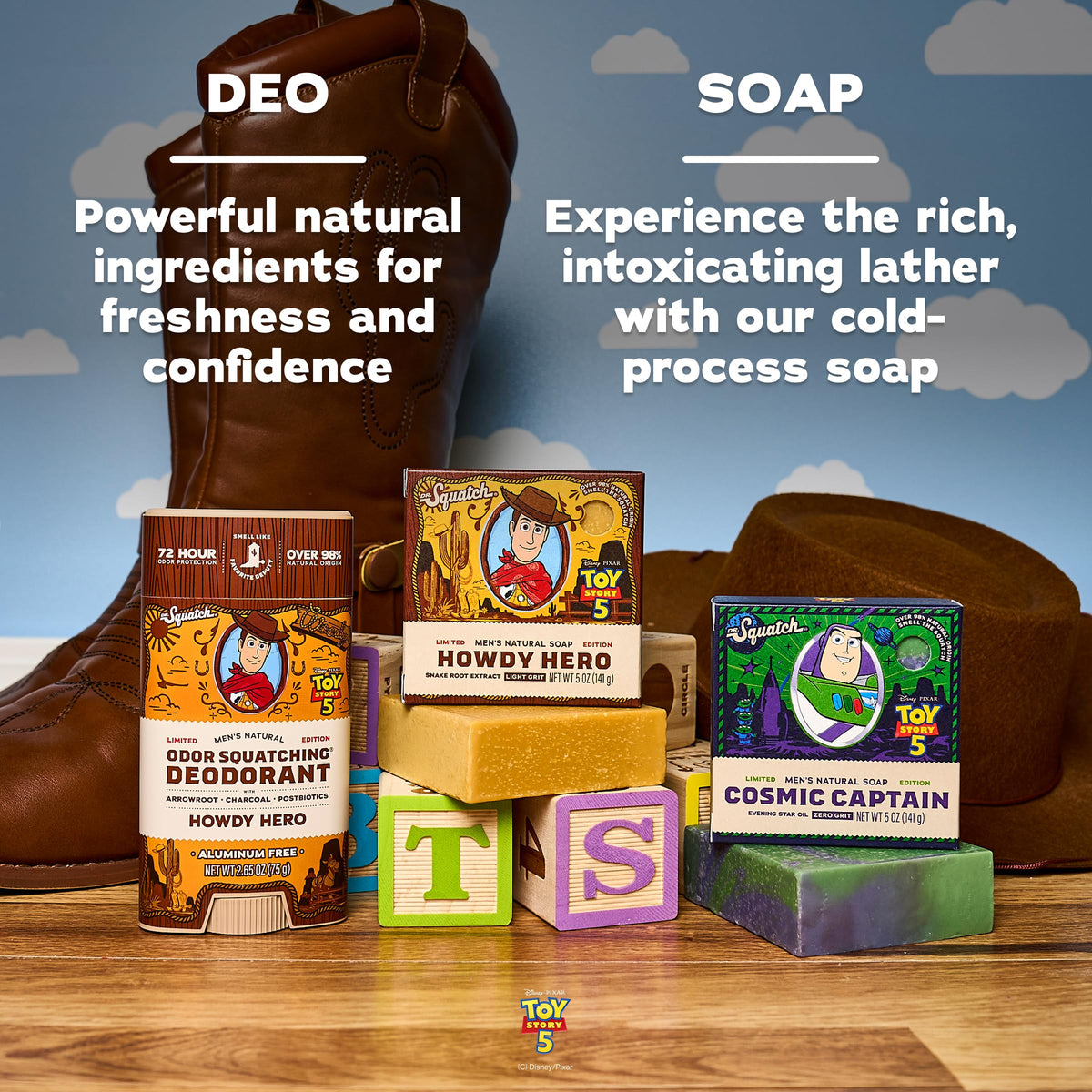 Dr. Squatch soaps side-by-side showing actual bar size and comparison benefit