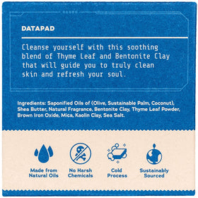 Dr. Squatch soap held in hand indicating size and easy grip