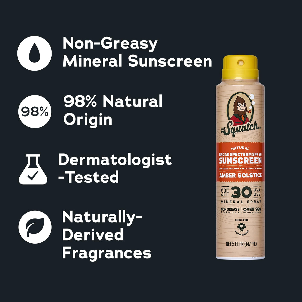 Dr. Squatch applying spray to face illustrating quick even coverage and comfort