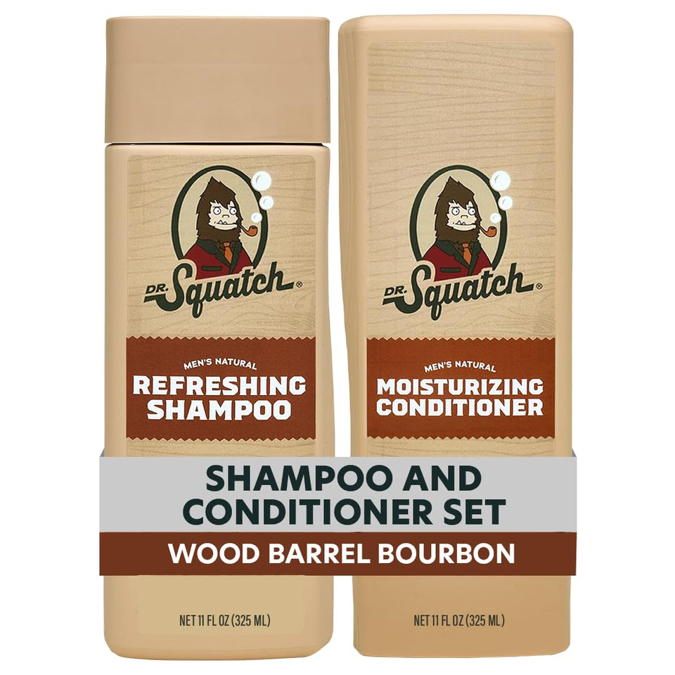 Dr. Squatch front packaging showing Wood Barrel Bourbon scent and benefits