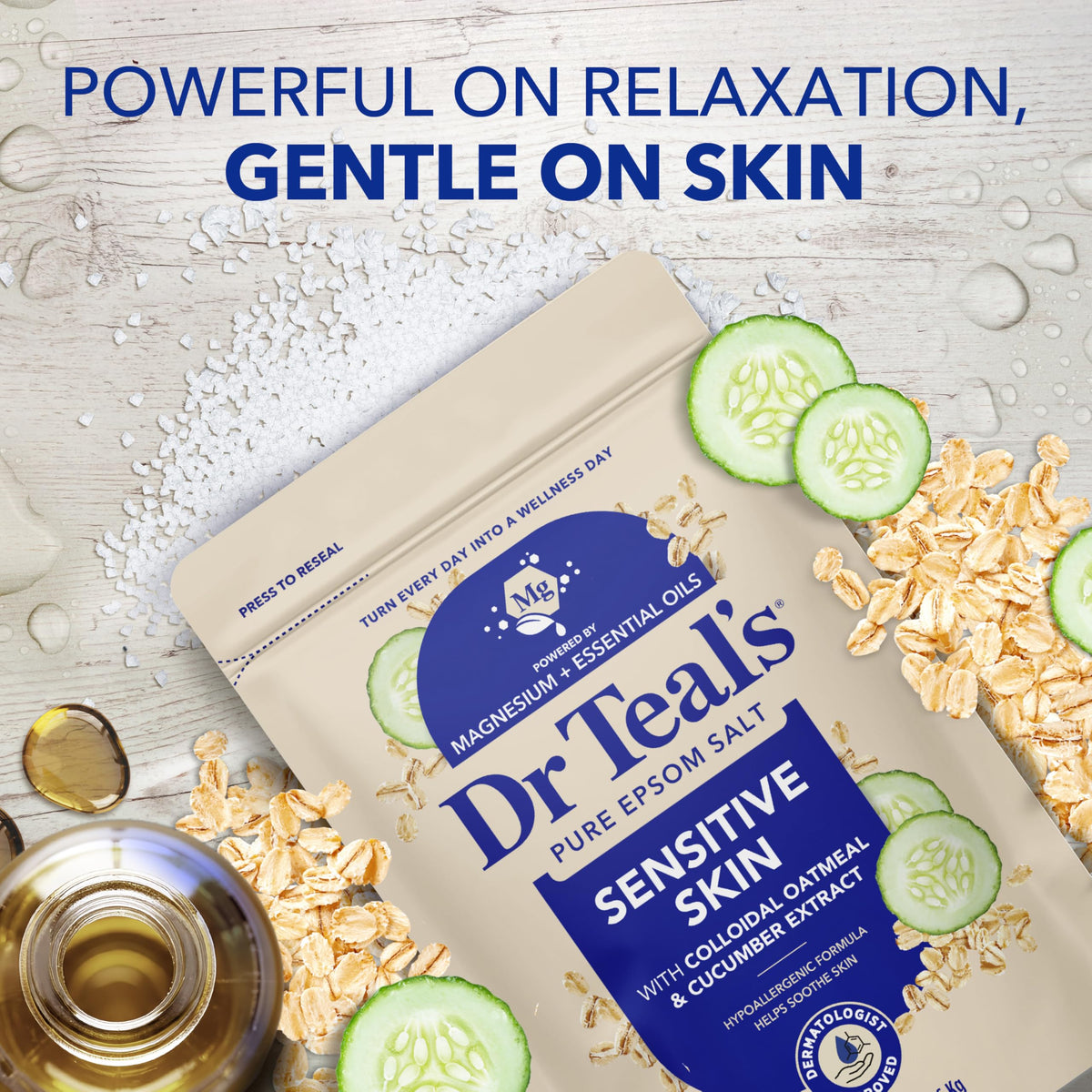 Dr Teal's bath scene with candlelight highlighting relaxing soak benefit