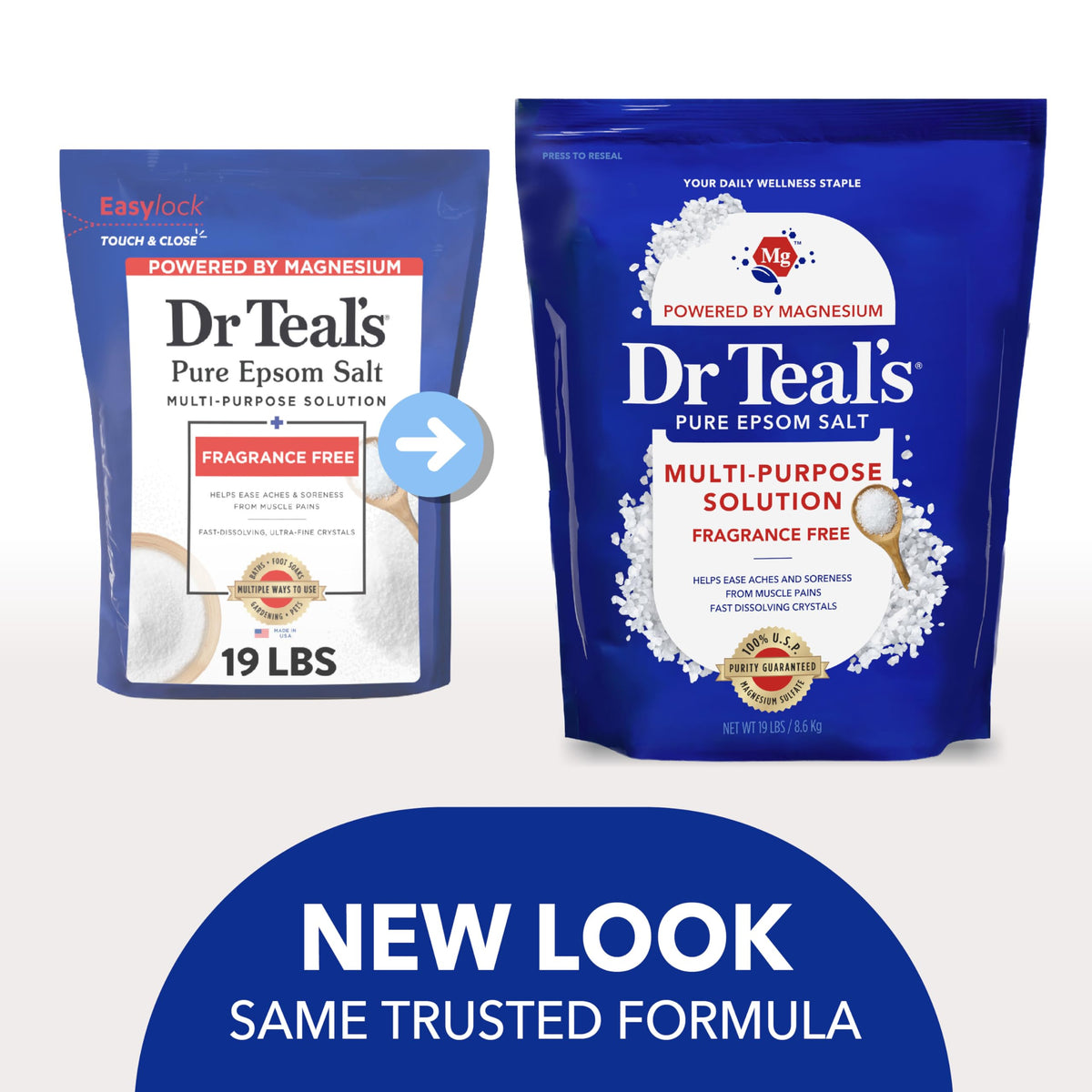 Dr Teal's unscented Epsom salt in a bathtub setup demonstrating relaxing soak