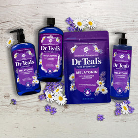 Dr Teal's nighttime bathroom setup showing calming bedtime ritual