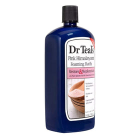 Dr Teal's in-bath lifestyle scene with bottle beside tub showcasing calming at-home spa
