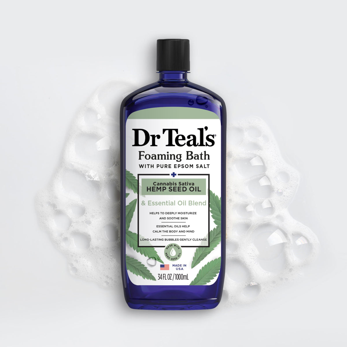 Dr Teal's bottle in styled bathroom setting promoting self-care ritual