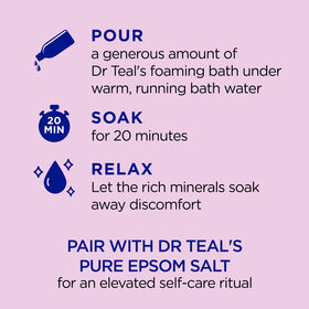 Dr Teal's foaming bubbles texture demonstrating long-lasting luxurious lather