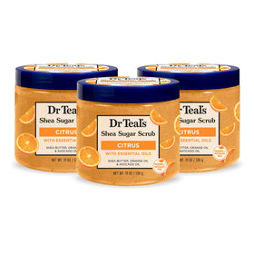Dr Teal's front packaging showing jar and citrus scent, inviting refreshed skin