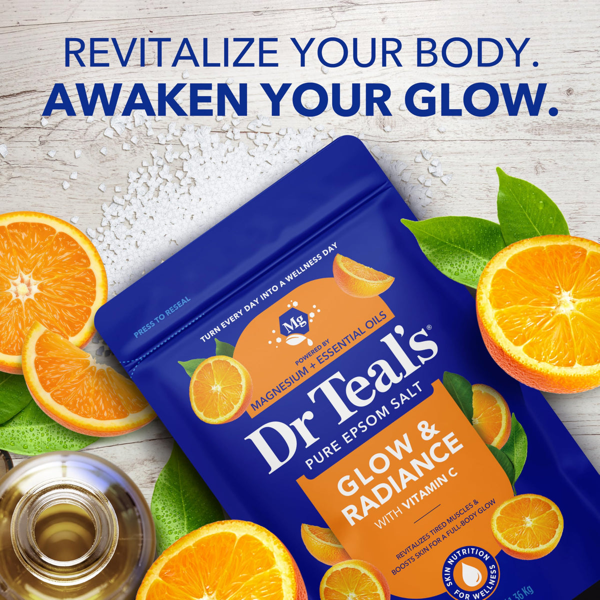 Dr Teal's closeup label showing vitamin C and citrus ingredients