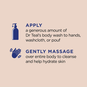 Dr Teal's creamy lather texture illustrating gentle cleansing