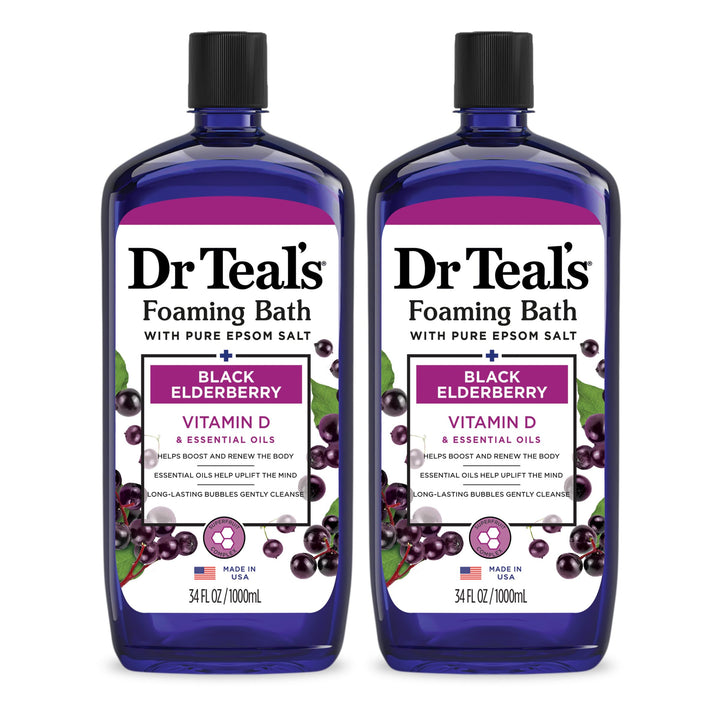 Dr Teal's front packaging view showing elderberry scent and calming benefit