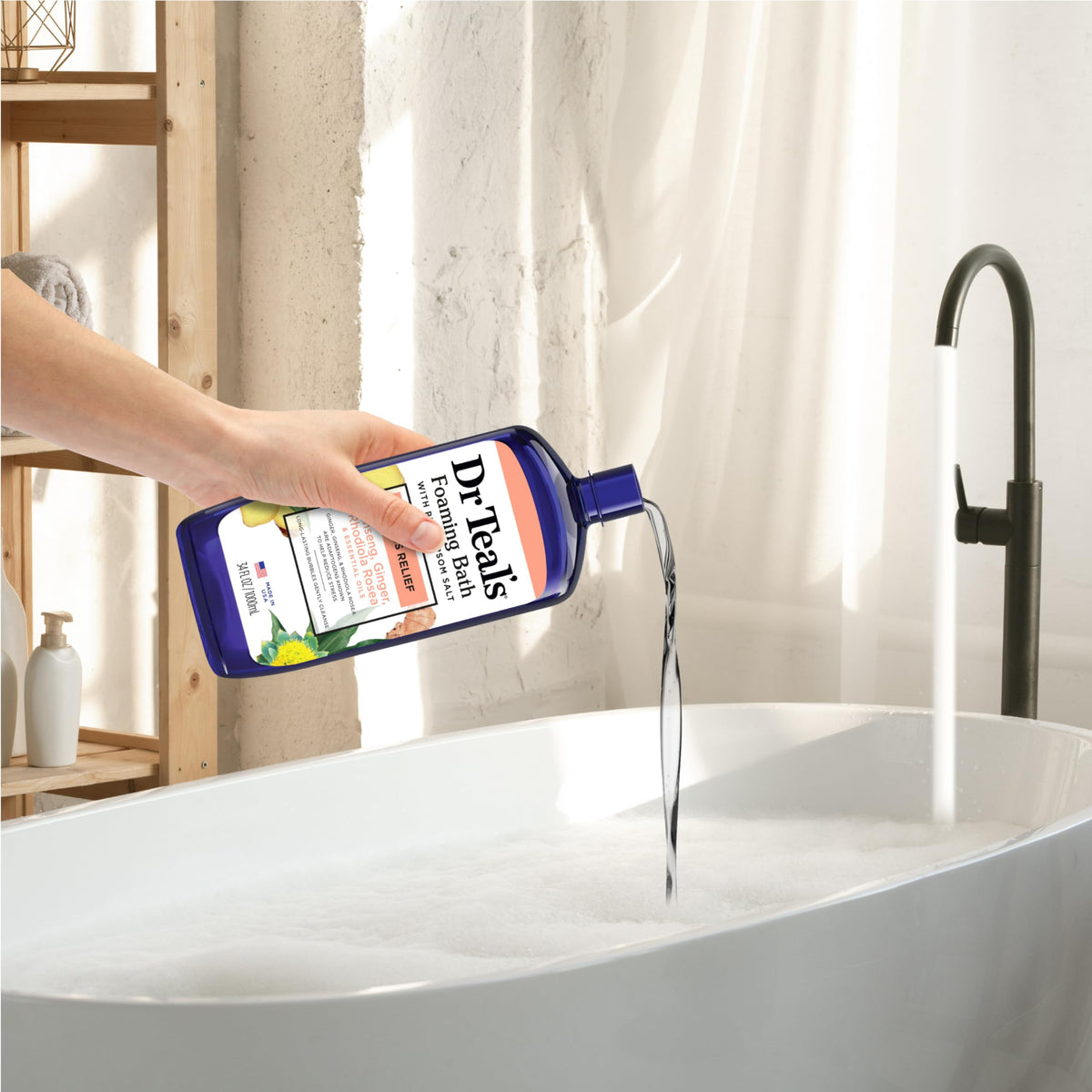 Dr Teal's bottle with Pure Epsom Salt soaking solution showing ritual pairing