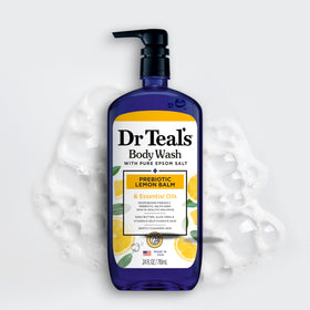 Dr Teal's pure Epsom salt granules emphasizing mineral refreshment