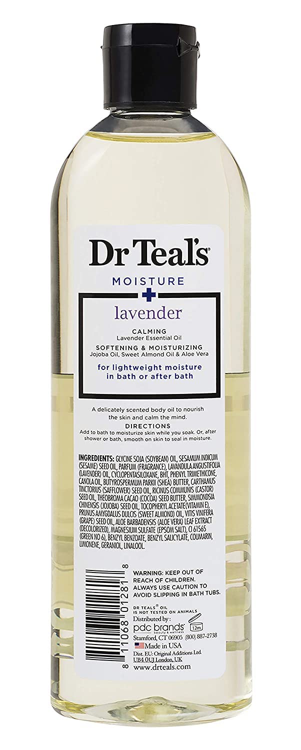 Dr Teal's eucalyptus and spearmint oil pour texture showing lightweight absorption