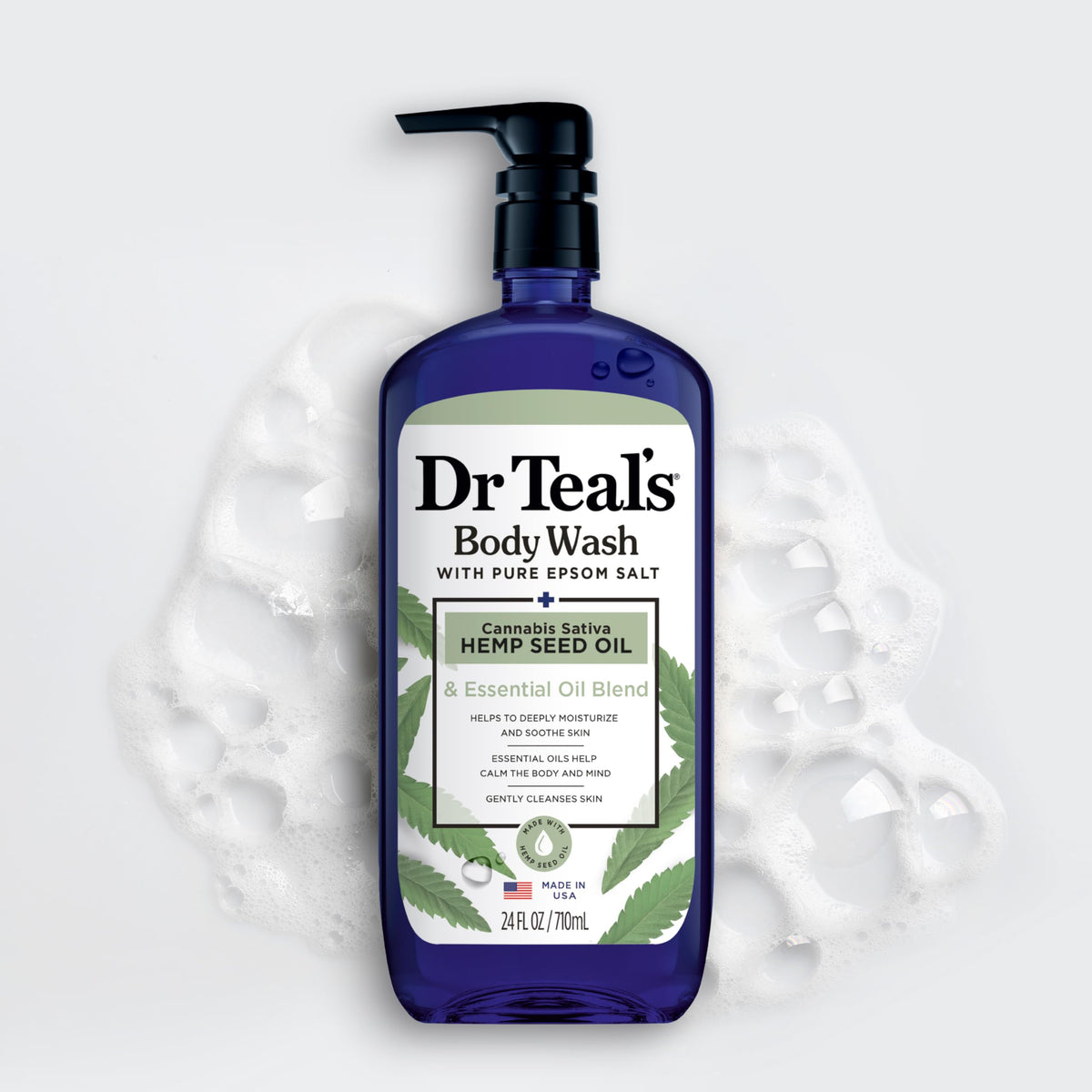Dr Teal's exfoliant mix of body wash and Epsom salt demonstrating buffing benefit