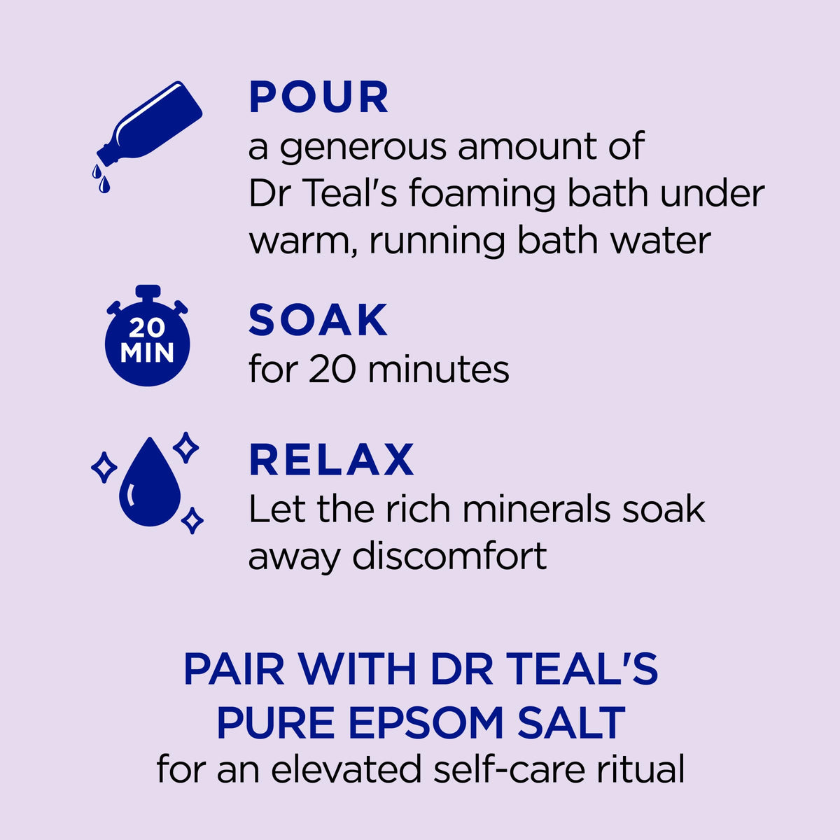 Close-up of rich bubbles from Dr Teal's showing gentle cleansing foam