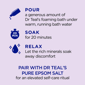 Close-up of rich bubbles from Dr Teal's showing gentle cleansing foam