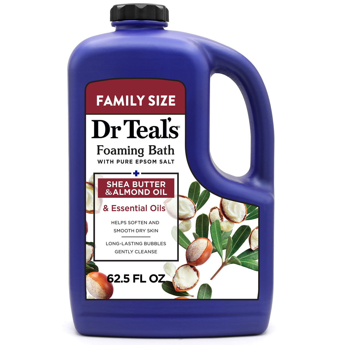 Dr Teal's front bottle view showing brand and calming packaging benefit