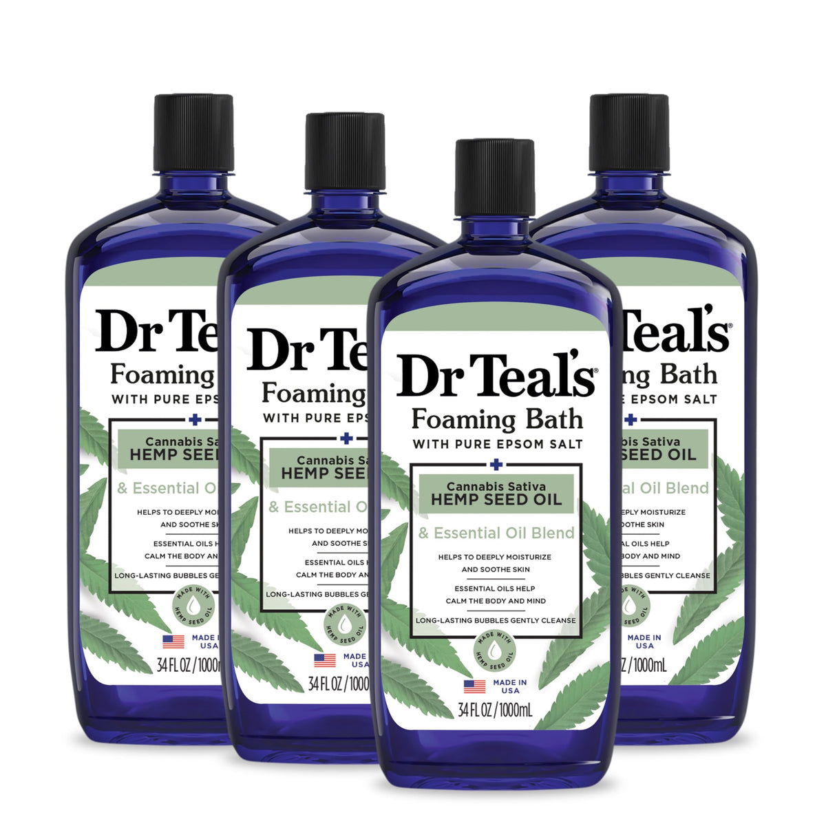 Dr Teal's foaming bath front label showing product name and scent benefits
