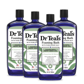 Dr Teal's foaming bath front label showing product name and scent benefits