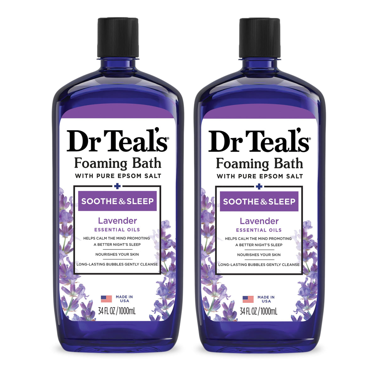 Dr Teal's front packaging showing product and calming lavender scent benefit
