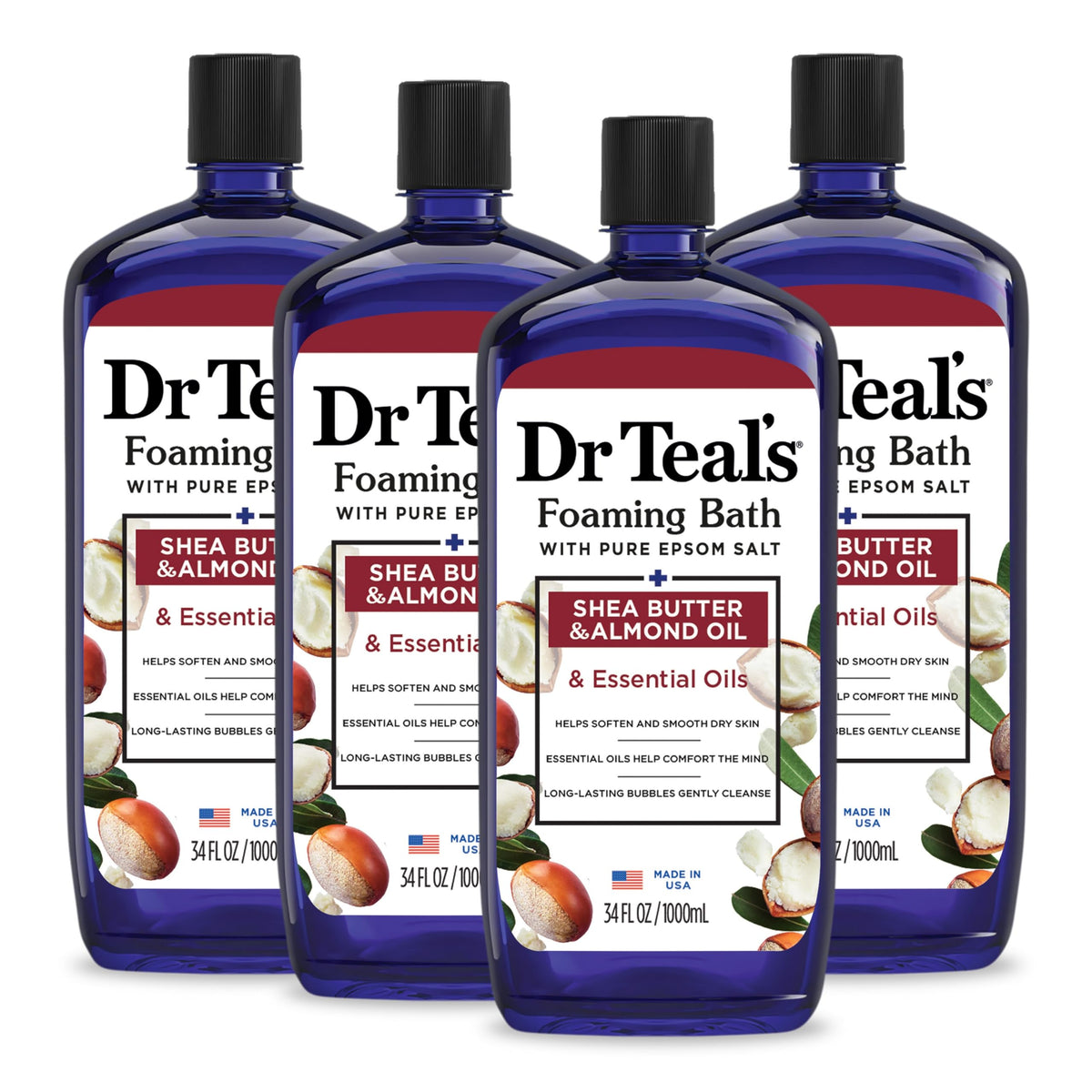 dr teal's front bottle view showing label and benefits