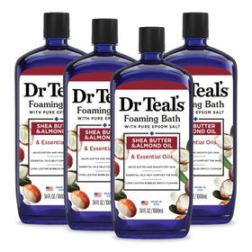 dr teal's front bottle view showing label and benefits