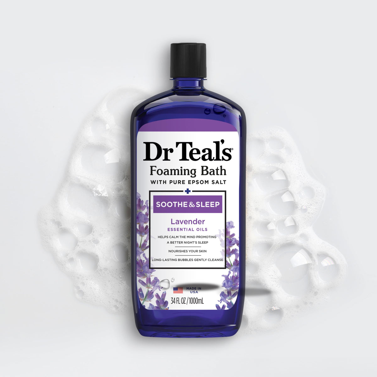 Dr Teal's foaming bath alongside Epsom salt solution showing routine pairing