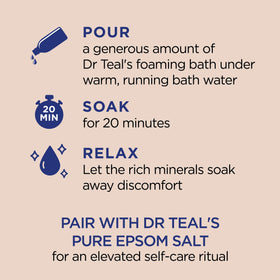 Dr Teal's creamy foam texture close-up illustrating rich lather benefit