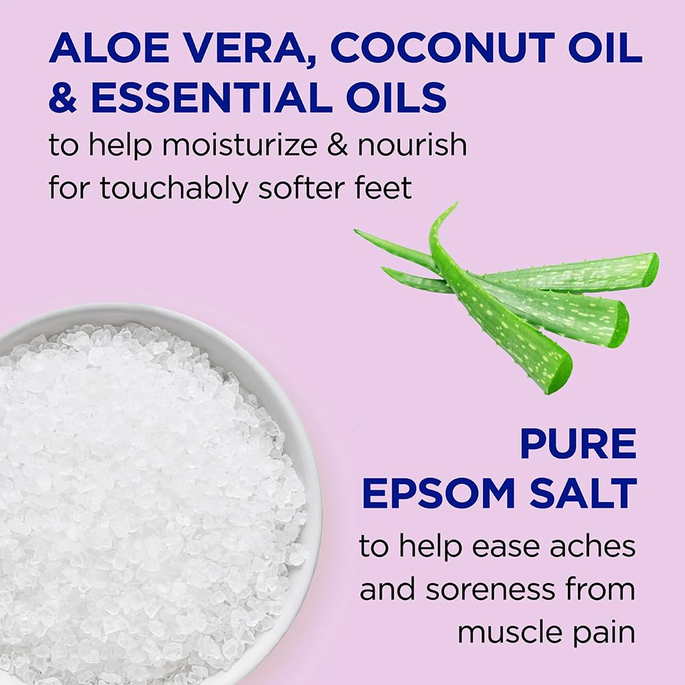 Applying Dr Teal's foot scrub to heel demonstrating gentle buffing to soften rough skin