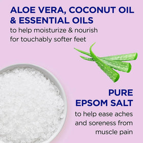 Applying Dr Teal's foot scrub to heel demonstrating gentle buffing to soften rough skin