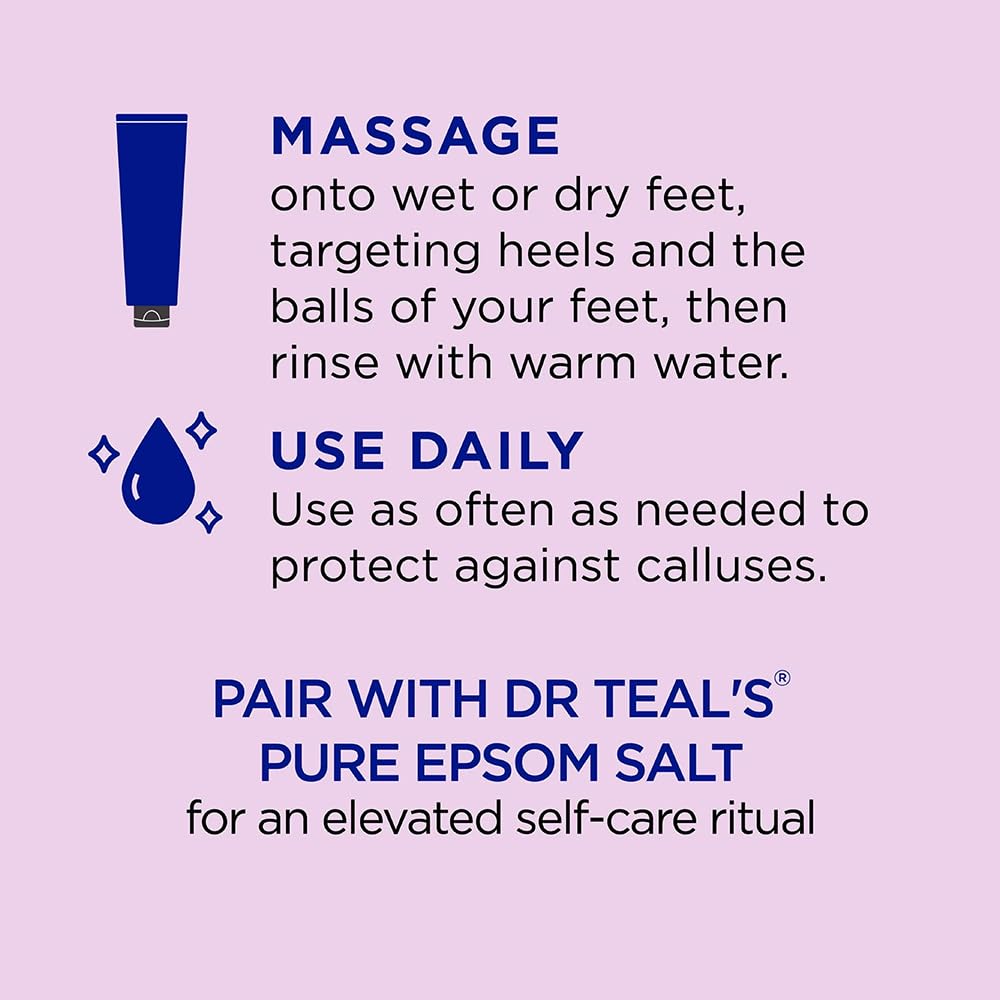 Bathroom shelf scene with Dr Teal's foot scrub showing lifestyle use after soak for refreshed feet
