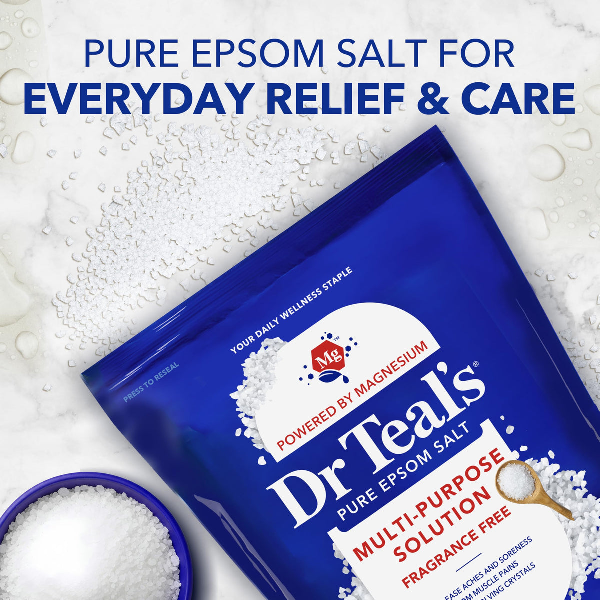 Foot basin with Dr Teal's salt dissolving, showing easy foot soak prep